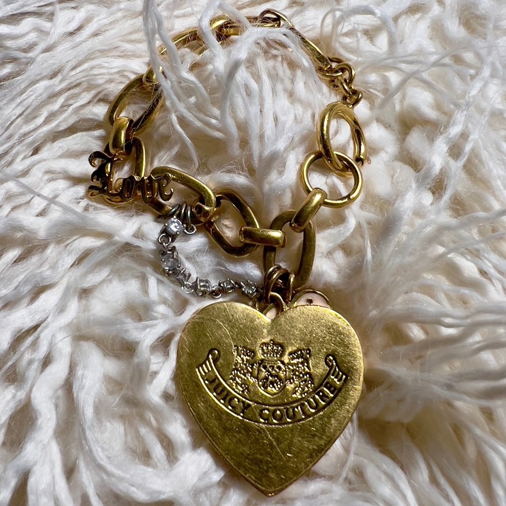 Y2K Juicy Couture Gold Charm Chain 7" Bracelet